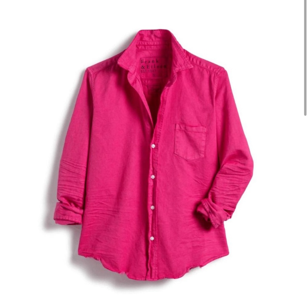 Frank & Eileen “Eileen” Relaxed Fit Button Down Shirt Sz XS Magenta Pink
